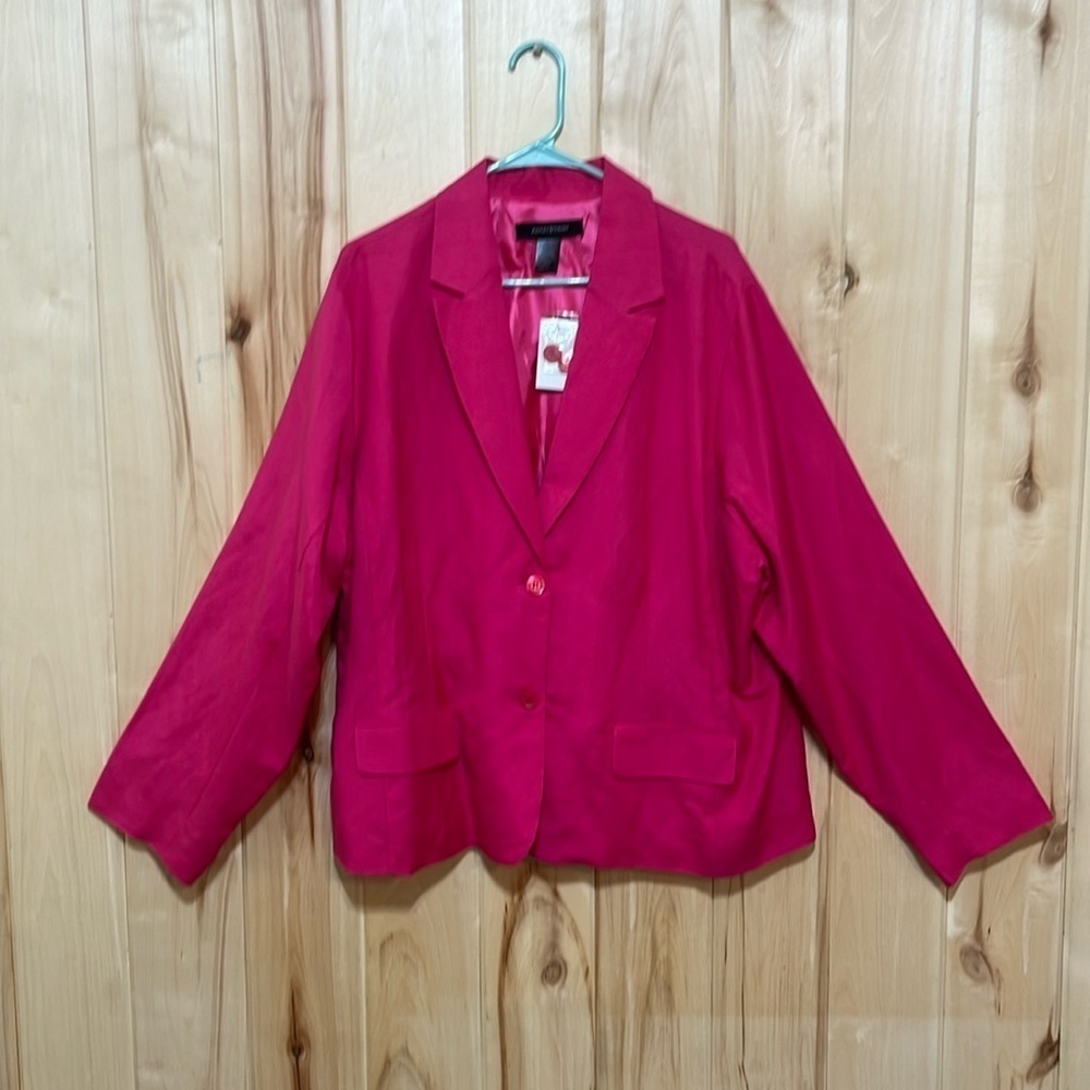 NWT Ashley Stewart Hot Pink Linen Blazer Size 22W